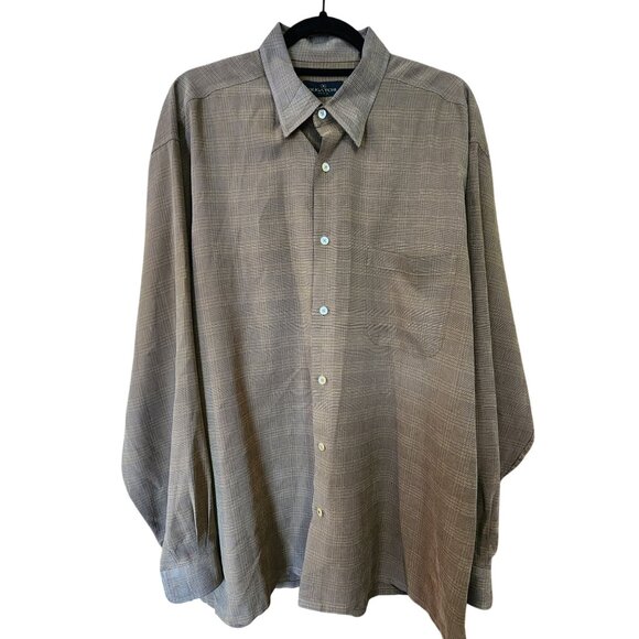 Bugatchi Uomo XL Brown Plaid Mens Dress Shirt - Picture 1 of 3